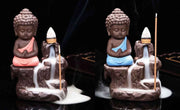 Meditating Monk Buddha Smoke Backflow Cone Incense Holder