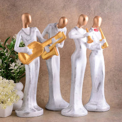 Modern metal musician golden white statue