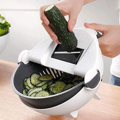 Vegetable Cutter with Drain Basket 9 in 1 Slicer, Multi-functional Magic Kitchen Veggie Fruit Shredder Grater Slicer askddeal.com